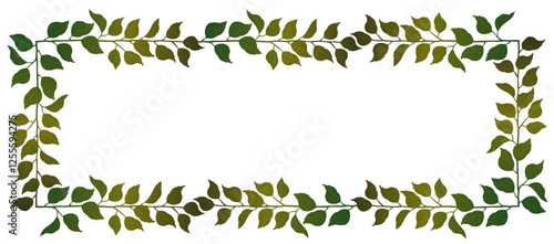 tree branch vine border, leaf stem frame 03 Long rectangular message border