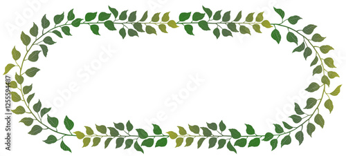 tree branch vine border, leaf stem frame 10 Long oval shaped message border
