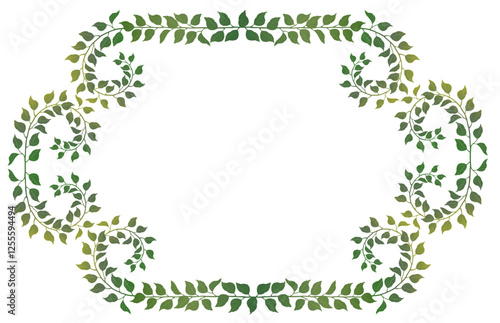 tree branch vine border, leaf stem frame 11 Ionic square message border
