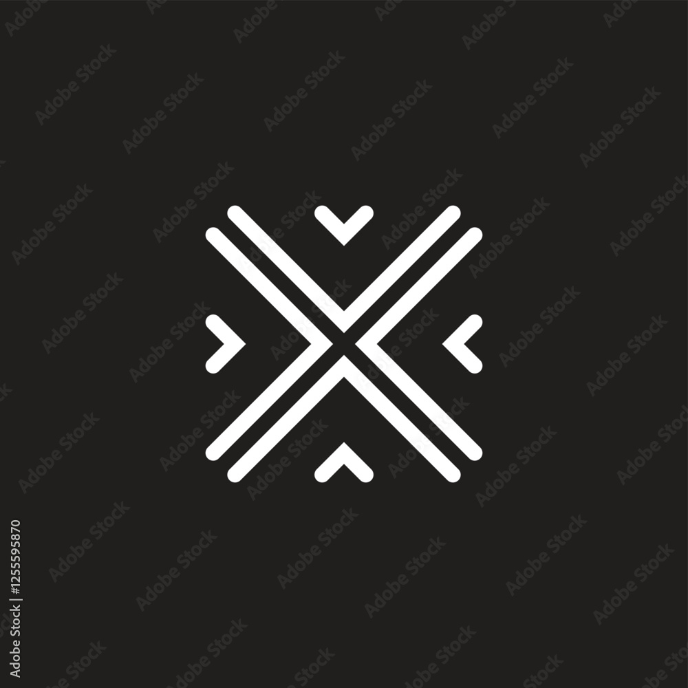 Obraz premium Letter X pointers, lines geometric symbol simple logo vector