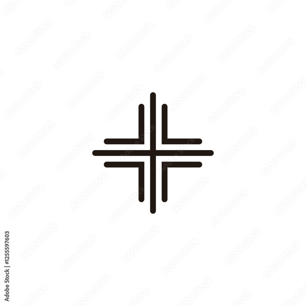 Obraz premium Plus, double lines geometric symbol simple logo vector