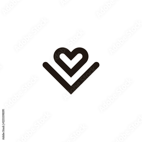 Letter V heart geometric symbol simple logo vector