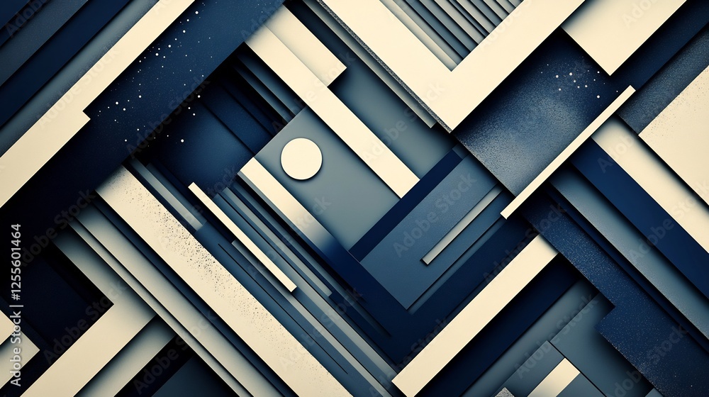 Obraz premium Abstract Geometric Pattern Deep Blue Tones Subtle Light. AI Generated