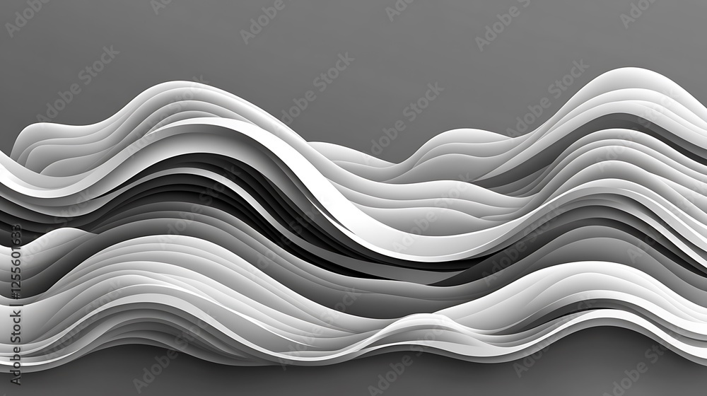 Obraz premium Abstract grayscale waves, flowing design, background texture