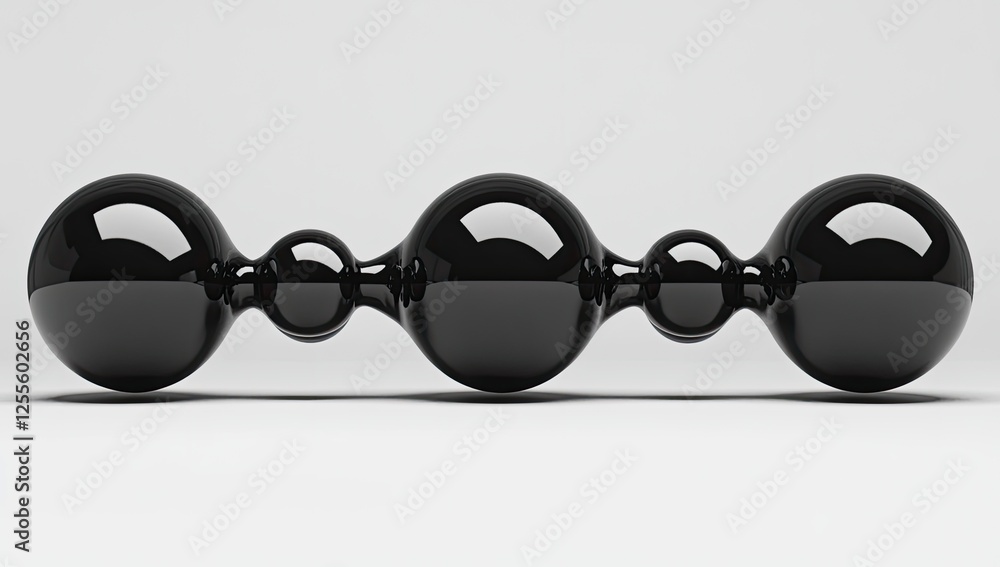 Elegant Abstract Arrangement of Polished Black Spheres on a Simple White Background Elegant Abstract Arrangement of Polished Black Spheres on a Simple White Background