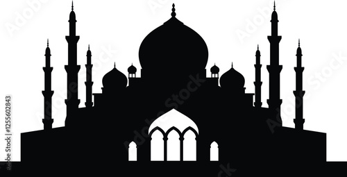 Majestic Mosque Silhouette Architectural Design