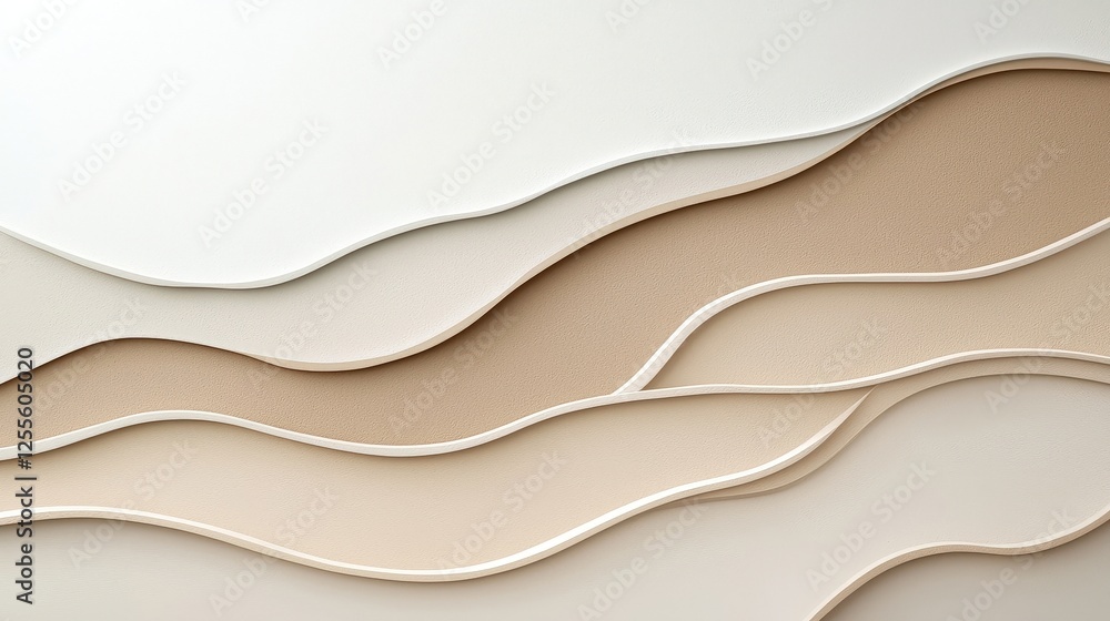 Fototapeta premium Abstract Wavy Layers of Neutral Tones on Textured Surface for Modern Design Concepts