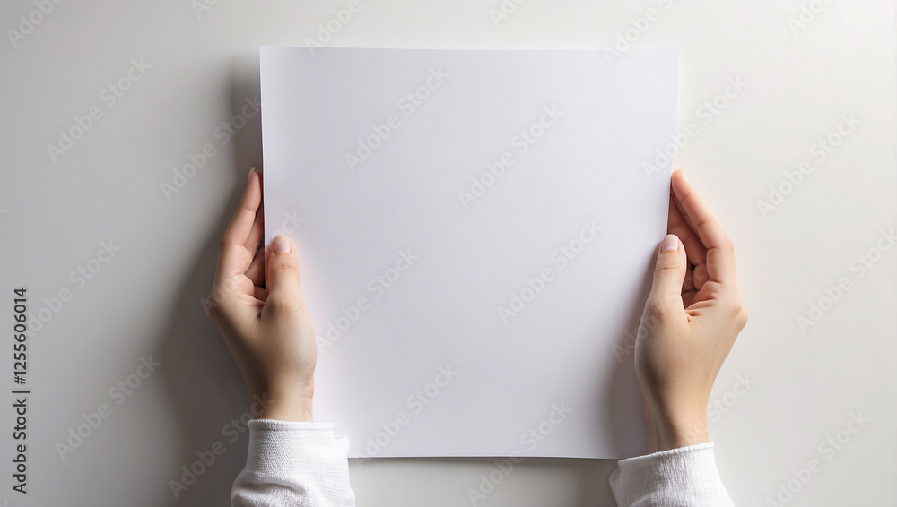 Hands Holding a Sheet of White A4 Paper for Creative Ideas Hands Holding a Sheet of White A4 Paper for Creative Ideas
