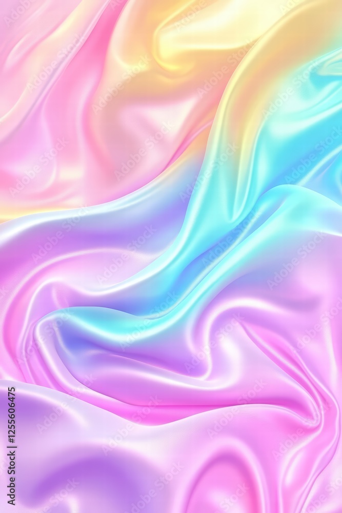 Obraz premium Soft Pastel Silk Fabric with Gentle Waves and Colorful Gradient