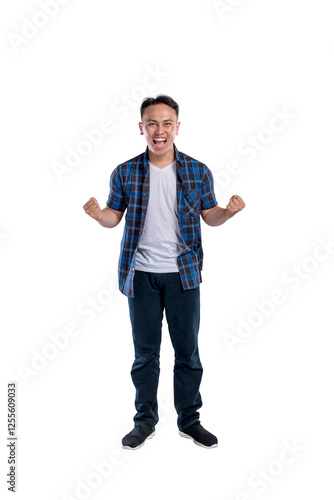 Wallpaper Mural Portrait of an Asian Indonesian man in a shirt posing with an excited expression isolated over a white background Torontodigital.ca