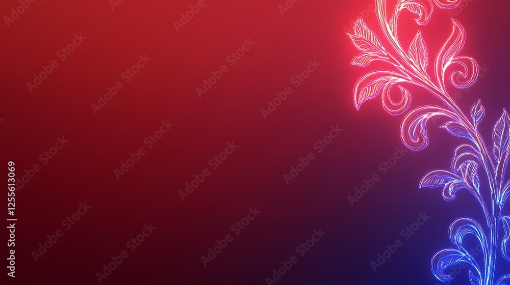 Glowing Neon Floral Design on Gradient Background Glowing Neon Floral Design on Gradient Background