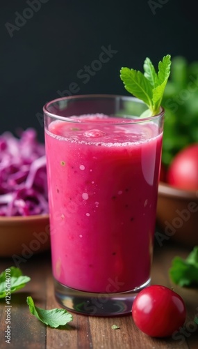 Wallpaper Mural Glass of sauerkraut juice, bowl of shredded cabbage, healthy eating, drink, close-up Torontodigital.ca