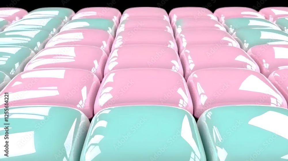 Obraz premium Colorful Glossy Tiles in Pastel Blue and Pink Arranged Neatly