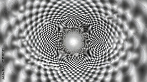 Black and White Abstract Pattern Creates a Mesmerizing Optical Illusion in a Circular Form
