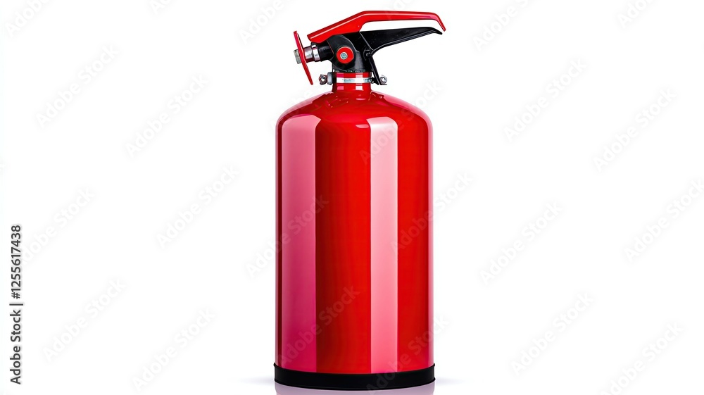 Obraz premium Bright red fire extinguisher for safety use.