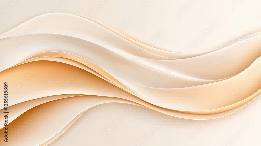 Obraz premium Elegant Abstract Wave Design in Soft Cream and Beige Tones for Modern Backgrounds