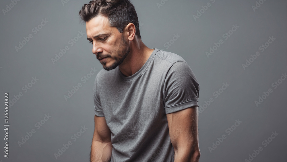 A Man Scratching His Back Highlighting Everyday Discomfort A Man Scratching His Back Highlighting Everyday Discomfort