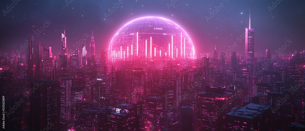 3D Earth globe with financial bar chart overlay, New York City view, stock market growth, digital finance concept, glowing neon data, futuristic city design 3D Earth globe with financial bar chart overlay, New York City view, stock market growth, digital finance concept, glowing neon data, futuristic city design