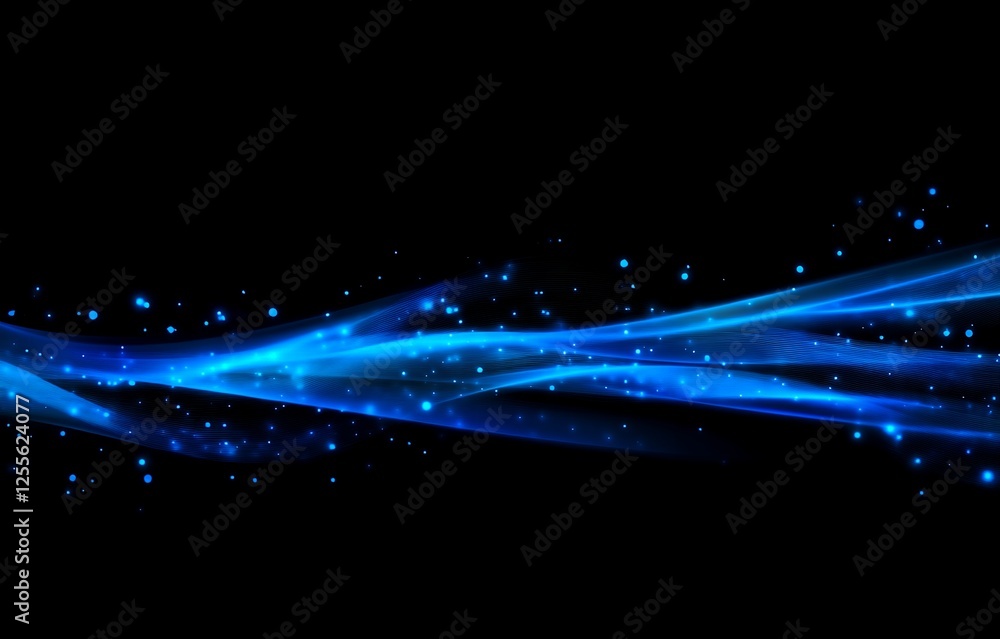 Abstract Blue Glowing Wave Background with Sparkling Particles Design Abstract Blue Glowing Wave Background with Sparkling Particles Design