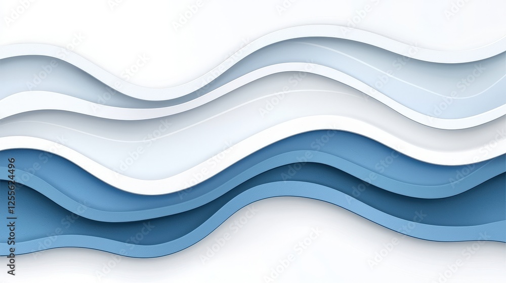 Fototapeta premium Abstract Waves of Light Blue and White with Smooth Curves on a Soft Background