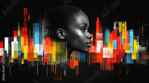 Abstract Cityscape Woman Profile Modern Art
