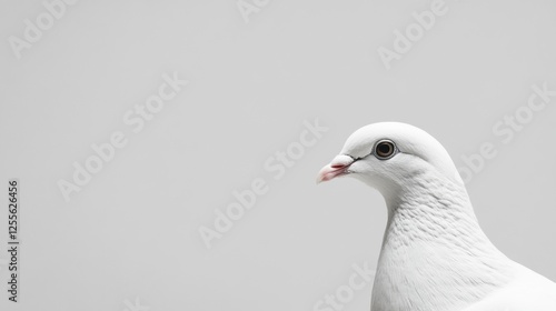 Wallpaper Mural Close-up of a Serene White Dove With a Calm Expression Against a Soft Grey Background Torontodigital.ca