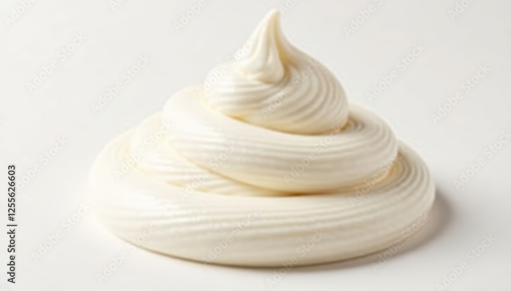 Swirl of creamy white topping isolated on a plain background for decoration and food styling, food arrangement, , kitchen props Swirl of creamy white topping isolated on a plain background for decoration and food styling, food arrangement, , kitchen props