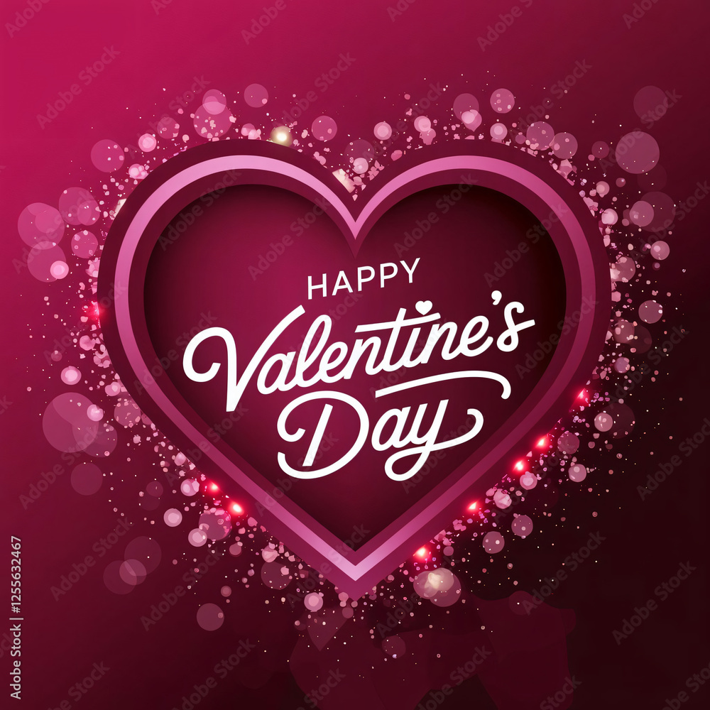 Happy Valentine's Day pink shiny card with a heart. Happy Valentine's Day pink shiny card with a heart.