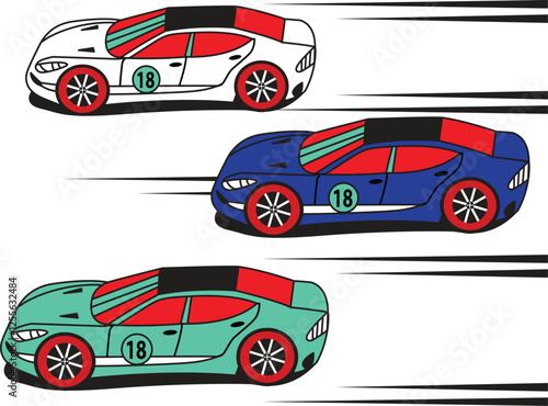 Three Racing Cars in a Speeding Competition