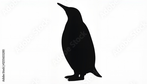 Elegant penguin silhouette on white background, minimalistic design