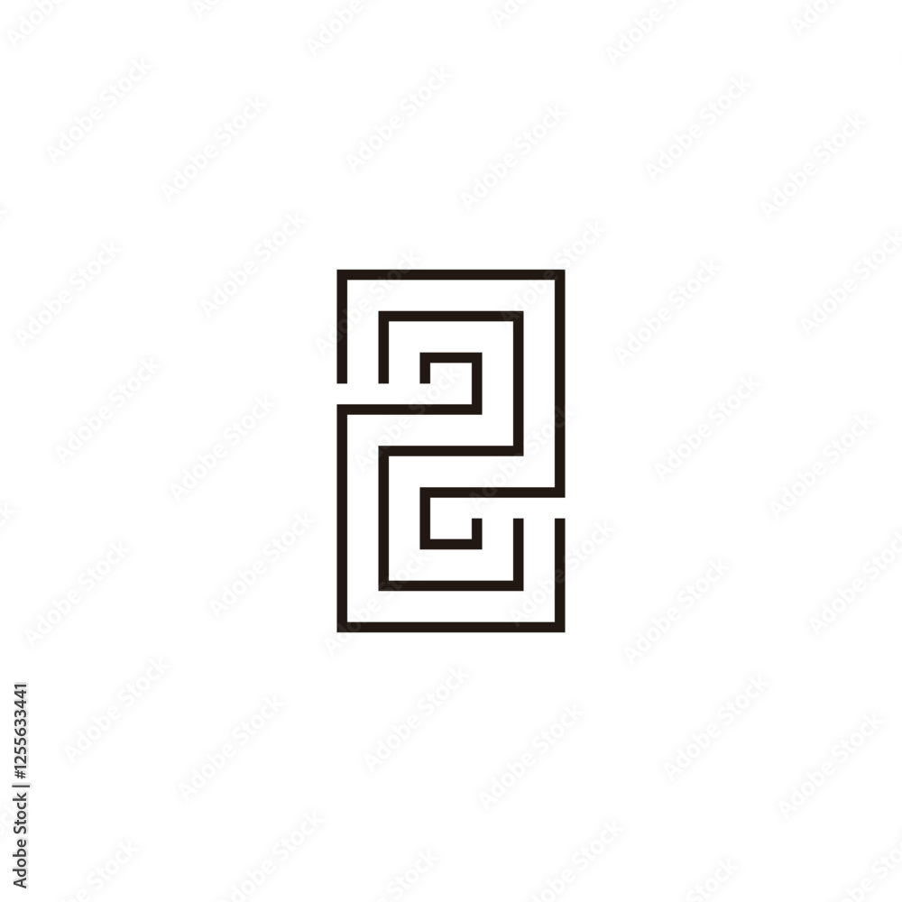 Number 2 square, linear geometric symbol simple logo vector Number 2 square, linear geometric symbol simple logo vector