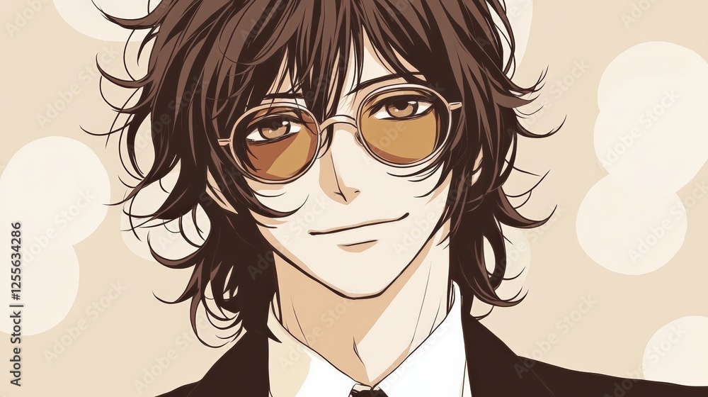 Stylish man with sunglasses and tousled hair, exuding confidence and charm Stylish man with sunglasses and tousled hair, exuding confidence and charm