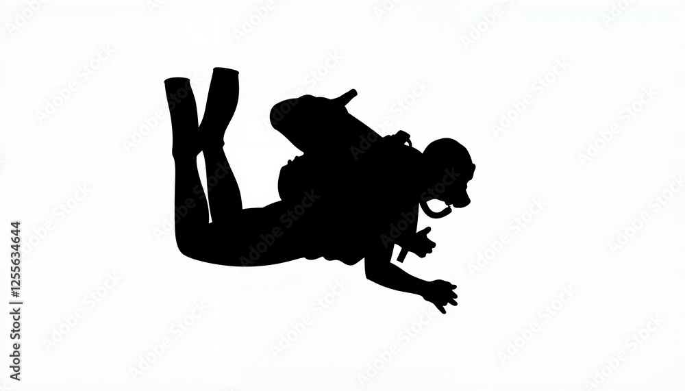 Scuba diver silhouette exploring underwater depths, adventure imagery Scuba diver silhouette exploring underwater depths, adventure imagery