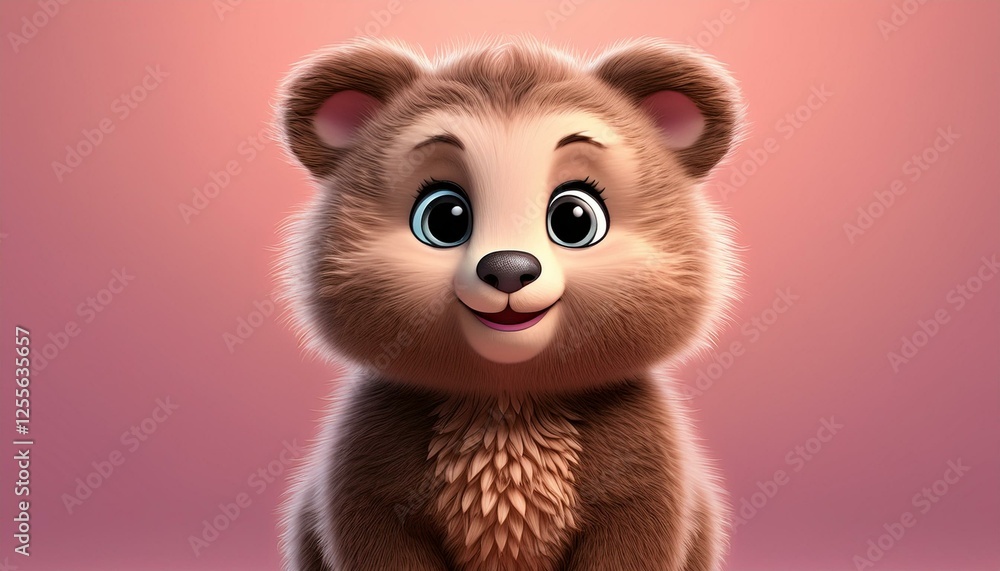 Niedlicher Grizzlybär, rosa Hintergrund Niedlicher Grizzlybär, rosa Hintergrund