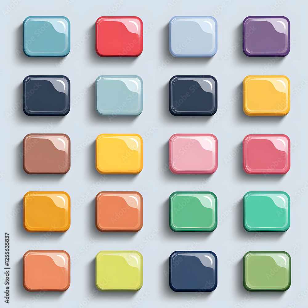 Basic Flat Vector Buttons with Rounded Edges in Various Colors Basic Flat Vector Buttons with Rounded Edges in Various Colors
