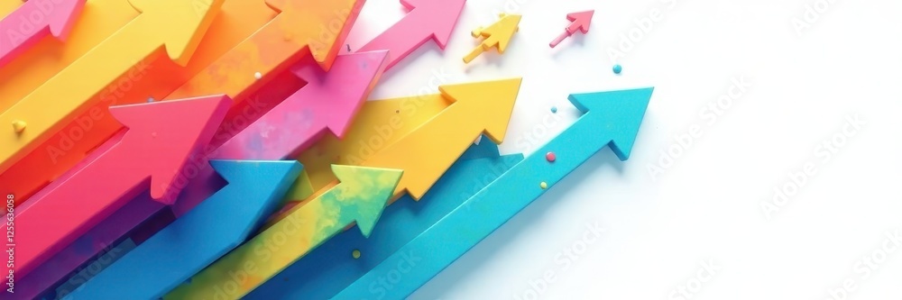 Brightly colored arrows in diagonal pattern, layered on white , overlay effect, crossing, background Brightly colored arrows in diagonal pattern, layered on white , overlay effect, crossing, background