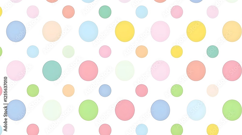 Soft Pastel Circles on White Background for Whimsical Design Use Soft Pastel Circles on White Background for Whimsical Design Use
