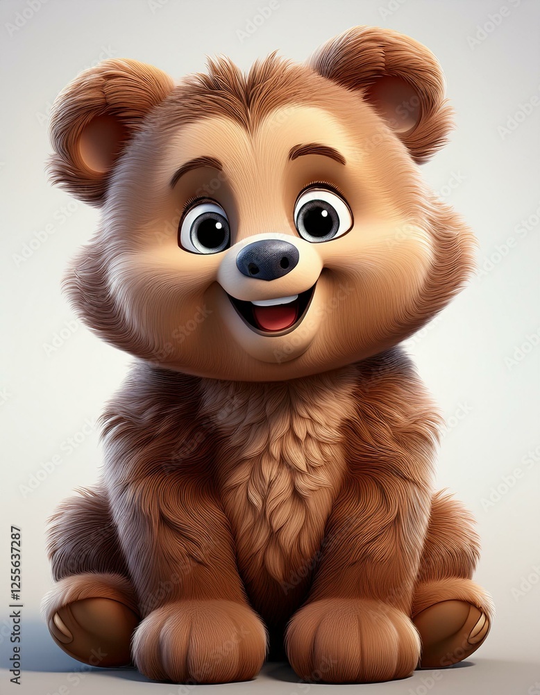Niedlicher Grizzlybär, weißer Hintergrund Niedlicher Grizzlybär, weißer Hintergrund