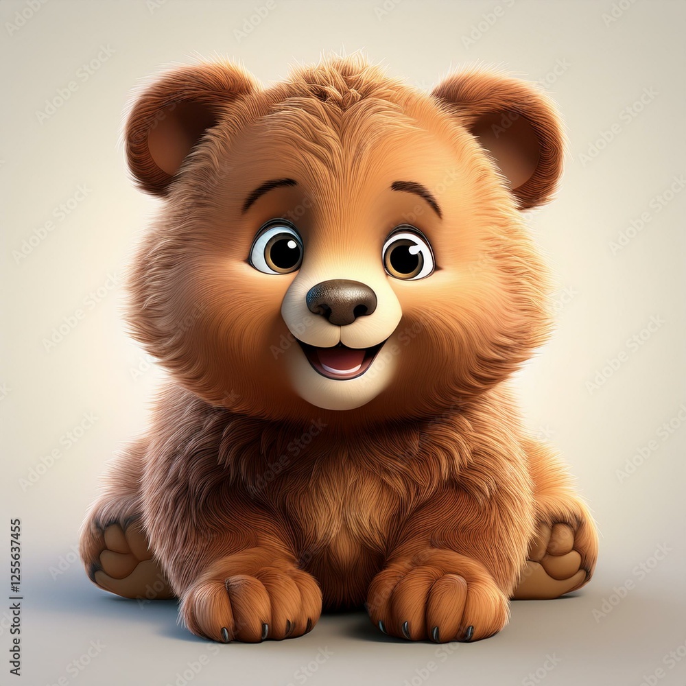 Niedlicher Grizzlybär, weißer Hintergrund Niedlicher Grizzlybär, weißer Hintergrund