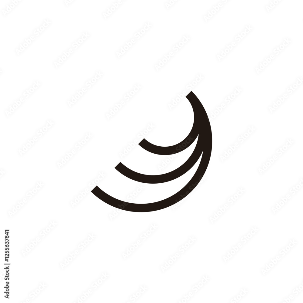 Naklejka premium Letter w ribbons, curve geometric symbol simple logo vector