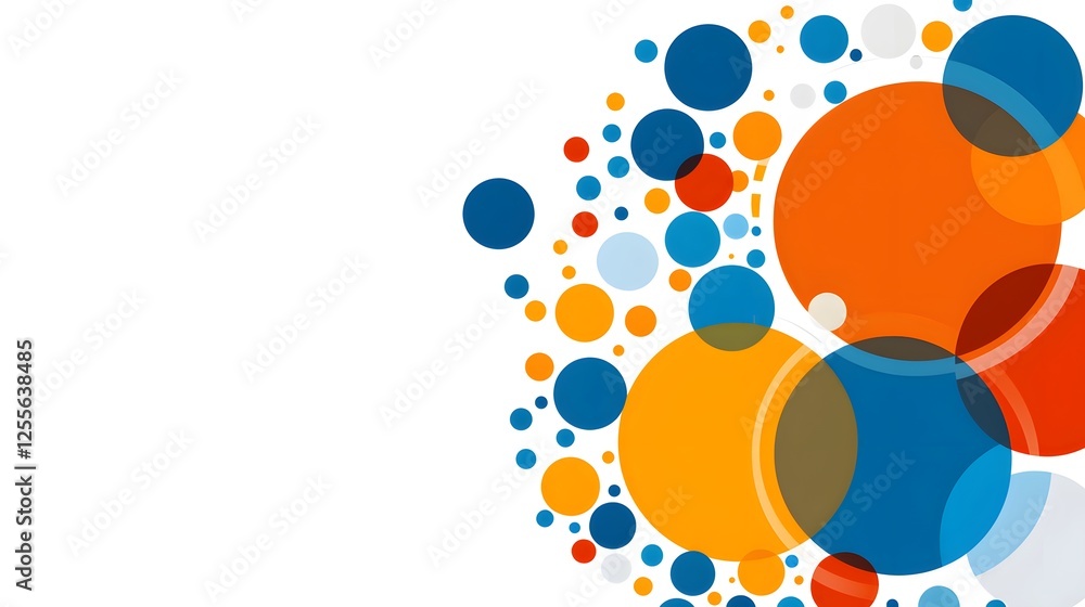 Fototapeta premium Colorful abstract circles with blue orange and yellow elements