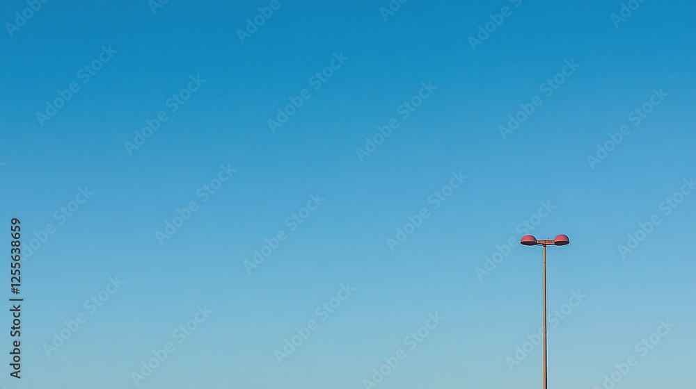 Red light post under clear blue daytime sky Red light post under clear blue daytime sky