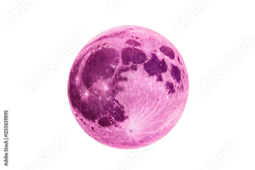 An pink illustration of the moon on a transparant background photo