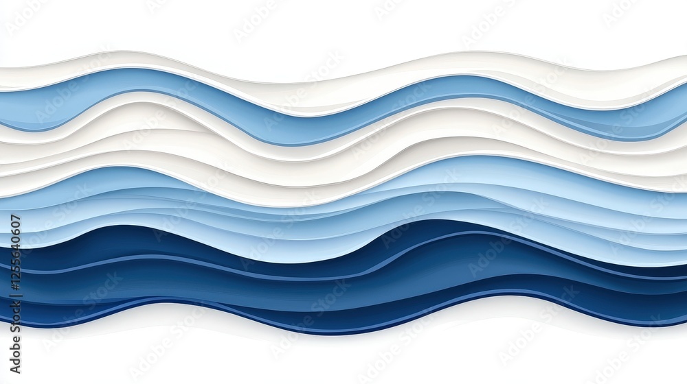 Fototapeta premium Abstract Wavy Pattern in Beautiful Shades of Blue and White for Creative Background Designs