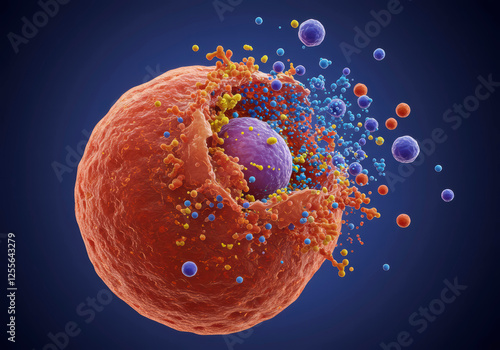 Visual Representation of Leukemia Cell Breakdown in Cancer Therapy, 3D Render