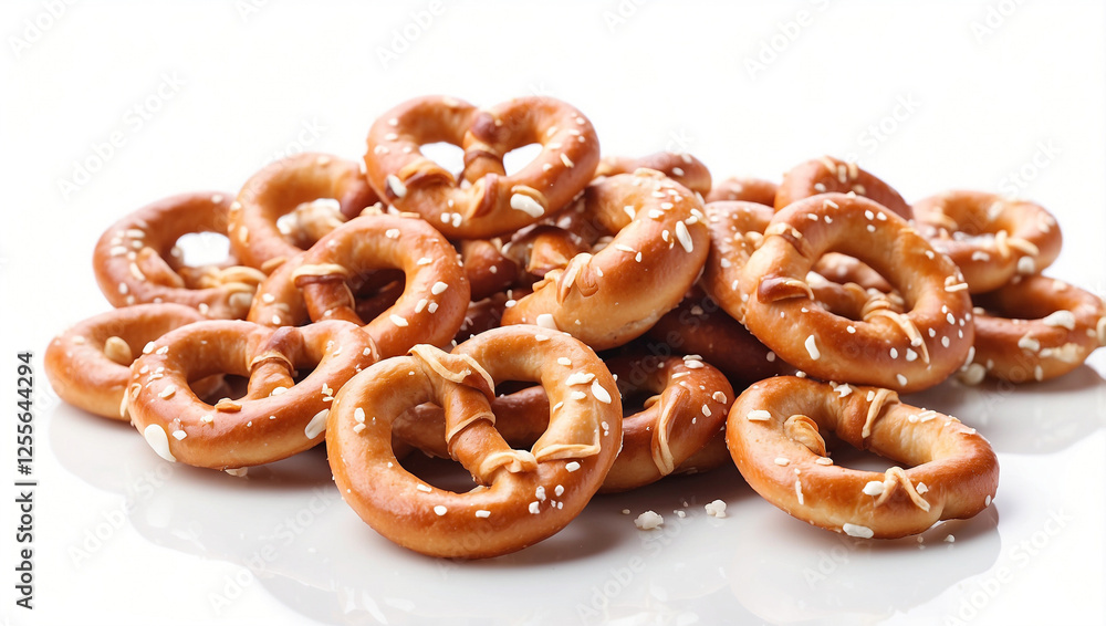 Tasty Salty Pretzels Isolated on White Background for Culinary Delight Tasty Salty Pretzels Isolated on White Background for Culinary Delight