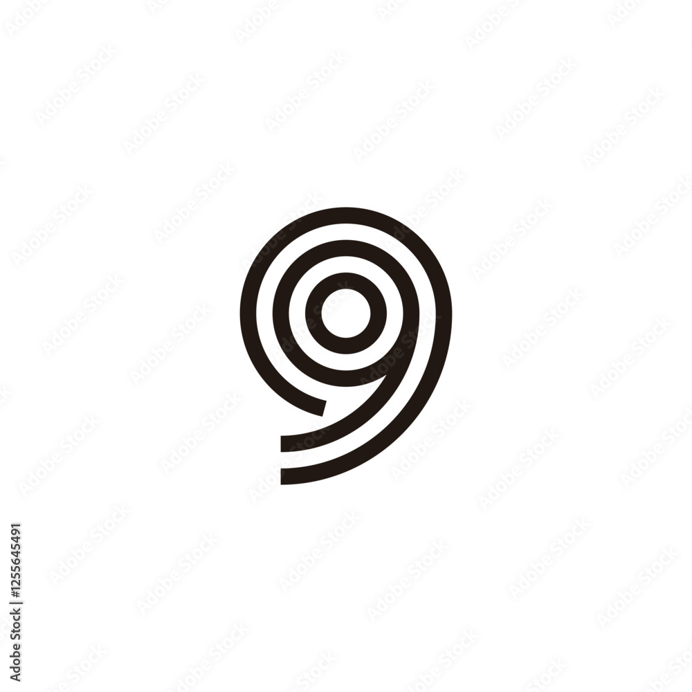 Number 9 circle, round geometric symbol simple logo vector Number 9 circle, round geometric symbol simple logo vector