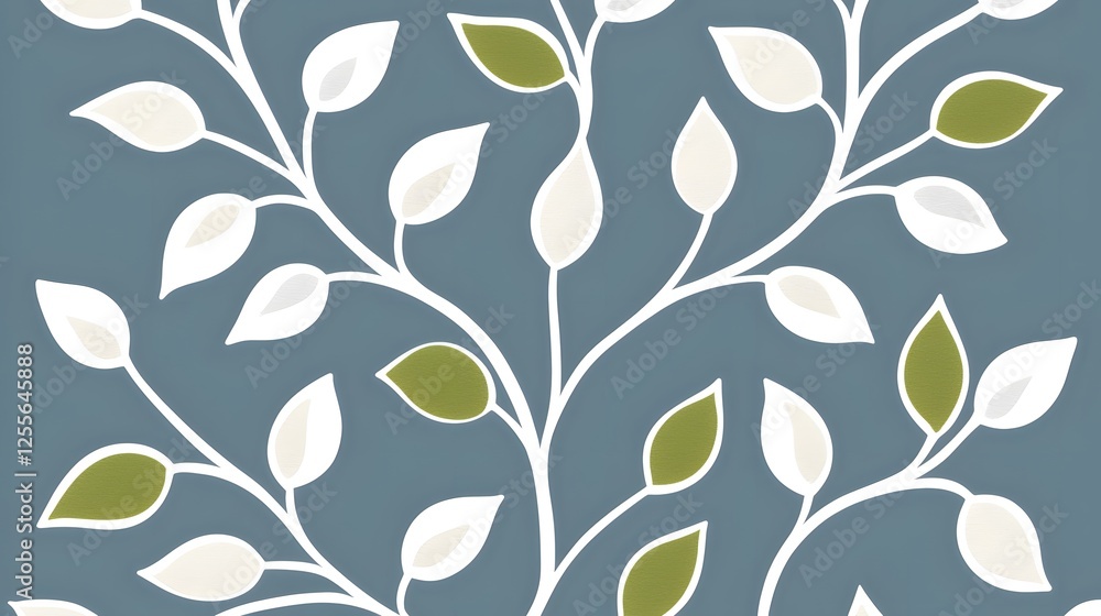 Elegant Leaf Pattern on a Soft Blue Background for Modern Decor Elegant Leaf Pattern on a Soft Blue Background for Modern Decor