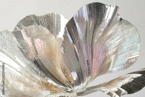Silver futuristic flower, close-up