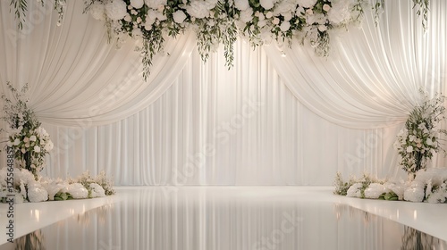 Elegant White Wedding Ceremony Backdrop With Flowers